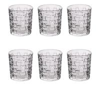 Villa d'Este Home Tivoli Juego de 6 vasos de agua de cristal 275 ml, decoración trenzada, Cottage