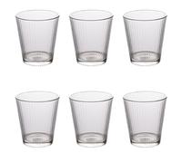 Villa d'Este Home Tivoli Juego de 6 vasos de agua de cristal, 350 ml, diseño de rayas, Nice