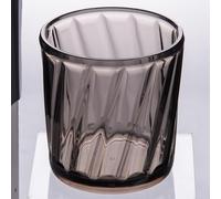Villa d'Este Home Tivoli Juego de 6 vasos de whisky de 325 ml, acrílico, superficie con líneas verticales oblicuas, Fashion ahumado