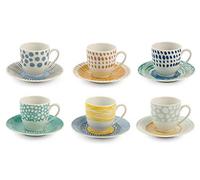 Villa d'Este Home Tivoli, Marea - Juego de 6 tazas de café con platillo de porcelana
