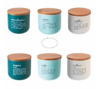 Villa d'Este Home Tivoli Victionary - Juego de 3 botes de sal, azúcar y café, 500 ml, de cerámica, tapa de bambú