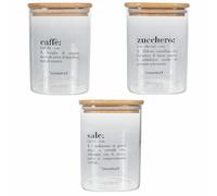 Villa d'Este Home Tivoli Victionary - Juego de 3 tarros de cristal (1 L, tapa de bambú)