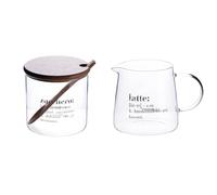 Villa d'Este Home Tivoli Victionary - Juego de jarra de leche y azucarero de cristal de 320 ml con tapa y cuchara de bambú transparente