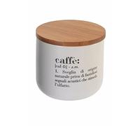 Villa d'Este Home Tivoli Victionary Shades - Tarro de café de porcelana de ceniza de hueso con tapa de bambú, color blanco, medidas: 9,5 cm de diámetro x 9 cm de altura, capacidad: 500 ml