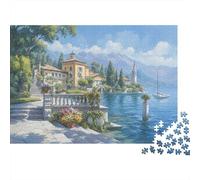 Villa Junto al Lago Paisaje Puzzle de 1000 Piezas Papel Puzzle para Adultos Entorno Rural Puzzle para Toda la Familia Relajación Decoración Regalo 70x50cm/1000pcs