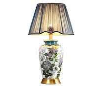 Villa Living Room Corner Several European-Style Ceramic Table Lamps Retro Bedroom Bedside Chinese Style (Color : Remote Control Switch Size : 69x40cm)