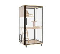 Villa para Gatos Casa panorámica de Cristal for Gatos, casa Jaula for Gran Espacio, práctica Madera for, Interior for (A) Condominio Cerrado para Gatos