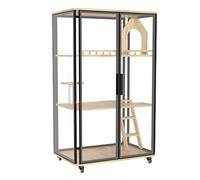 Villa para Gatos Casa panorámica de Cristal for Gatos, Gran Espacio, Jaula for, práctica casa Madera for, Interior for (F) Condominio Cerrado para Gatos