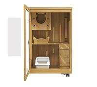 Villa para gatos Jaula para gatos Villa ecológica para gatos Jaula para gatos de gran tamaño Casa de madera para gatos Arena para gatos Casa para gatos cerrada y limpiable Condominio para gatos (color