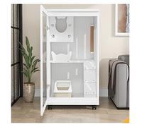 Villa para gatos Jaula para gatos Villa ecológica para gatos Jaula para gatos de gran tamaño Casa de madera para gatos Arena para gatos Casa para gatos cerrada y limpiable Condominio para gatos (blanc