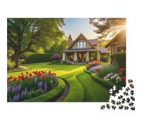 Villa Puzzles 1000 Piezas Reciclado Flower Garden Mayores Puzzles Fiesta Juego Accesorios Idea for Familia and Friends Cumpleañoss 70x50cm/1000pcs