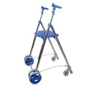 Villaclinic. Andador para adultos plegable con asiento y ruedas por presión, caminador para ancianos, regulable en altura, color azul