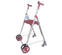 Villaclinic. Andador para adultos plegable con asiento y ruedas por presión, caminador para ancianos, regulable en altura, color coral (CORAL)