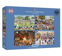 Village Celebrations - Rompecabezas de 4 x 500 Piezas | Rompecabezas de Varias Cajas | Rompecabezas sostenible para Adultos | Tablero 100% Reciclado de Primera Calidad | Gran Regalo para Adultos |