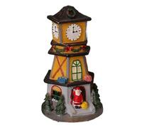 Village De Navidad - Ornamento De Torre De Reloj Iluminado De 11.5x6.5cm | Casa Decorativa De Navidad Para Estudios De La Sala De Estar De La Sala De Estar Centro De Ventana Organizadores De Eventos D