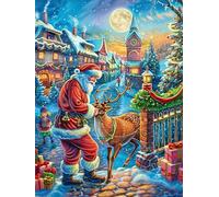 Village de Noël au Clair de Lune Puzzle 300 Piezas Cartón Blanco Premium para Expertos Mitos Animal Planta Actividad Compartir Familia Desarrollo Cognitivo Garantía Satisfacción 300 PCS