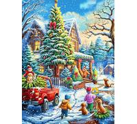 Village de Noël Dans la Neige Rompecabezas 300 Piezas Cartón para Principiantes Mitos fantásticos Días Lluviosos para Pasar Tiempo Vacaciones Fines De Semana Regalo Cumpleaños 300 PCS