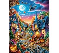Village d'Halloween au Clair de Lune Puzzle 300 Piezas Cartón Blanco Premium para Expertos Animal Planta Vacaciones Fines Semana Hobby Y Ocio Regalo Navideño 300 PCS