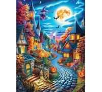Village enchanté au Clair de Lune Puzzle 500 Piezas Cartón Grueso para Adultos Mitos fantásticos Cuento De Hadas Entretenimiento Casero Alivio Estrés Compatible Marco Estándar Regalo Original 500 PCS