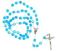 VILLAGE GIFT IMPORTERS Rosario católico con cuentas de cristal, fabricado en Italia (Aqua Blue)