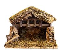 Village Nativity - Juego de establo de Madera para Pesebre de Navidad, 10 x 5 x 8 Pulgadas, Fabricado en Italia