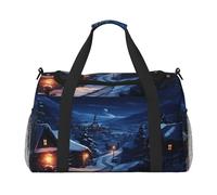 Village On A Snowy Day - Bolsa de viaje para hombre y mujer, adecuada para viajes y actividades al aire libre