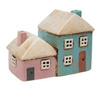 Village Pottery Portavelas doble Pink and Aqua Houses