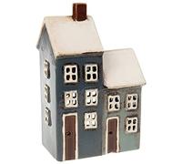 Village Pottery - Velas de té (2 casas), color gris y azul marino