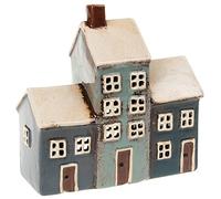 Village Pottery - Velas de té (3 Casas), Color Gris y Azul Marino