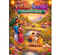 Village Scenes Coloring Book for All Ages: Relaxing Countryside Landscapes, Rural Life, Farm Animals and Peaceful Nature Designs for Kids, Teens and Adults