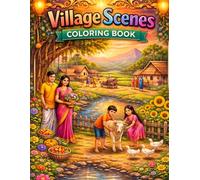 Village Scenes Coloring Book for All Ages: Relaxing Countryside Landscapes, Rural Life, Farm Animals and Peaceful Nature Designs for Kids, Teens and Adults