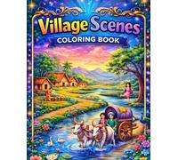 Village Scenes Coloring Book: Relaxing Countryside & Rural Life Illustrations for Kids, Teens, and Adults | Fun, Stress-Relieving Coloring for All Ages