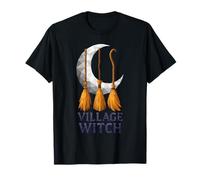 Village Witch Crescent Brooms Low Poly Geométrico Camiseta