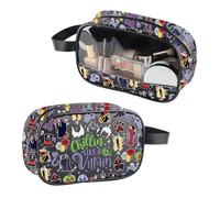 Villains - Bolsa de maquillaje transparente Chillin is Like A Villain de piel sintética con asa, regalo de bruja y reina malvada, Villain Pu, No