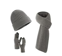 Villand Bufanda de 3 piezas con guantes para pantalla táctil para hombres y mujeres, juego de clima frío con forro polar (Gris)