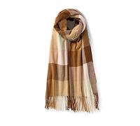 Villand Bufanda de lana para mujer - Bufandas de cuadros de invierno con tacto de cachemira para mujer con caja de regalo (Cuadros Camello)