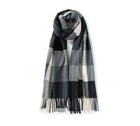 Villand Bufanda de lana para mujer - Bufandas de cuadros de invierno con tacto de cachemira para mujer con caja de regalo (Cuadros Blanco y Negro)