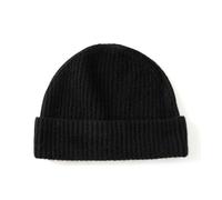 Villand Gorro acanalado 100% cachemira con puños para hombre, gorro de esquí de invierno ultra suave para hombre, Negro, S-XL