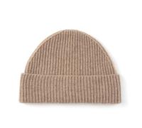Villand Gorro acanalado 100% cachemira con puños para hombre, gorro de esquí de invierno ultra suave para hombre, marrón claro, S-XL