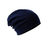 Villand Gorro de Lana 100% Merino para Mujer y Hombre con Bolsa de Regalo, Gorro de esquí de Doble Capa, Gorro de Lana de Punto para Invierno (Azul Marino)