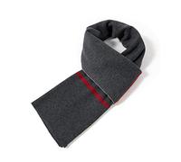 Villand Lujosa bufanda de lana de merino a rayas para hombre, caja de regalo envuelta en invierno, suave, cálida, gruesa, de punto, para hombre (Beige/Gris)