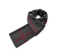 Villand Lujosa bufanda de lana de merino a rayas para hombre, caja de regalo envuelta en invierno, suave, cálida, gruesa, de punto, para hombre (Gris Oscuro)