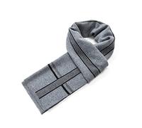 Villand Lujosa bufanda de lana de merino a rayas para hombre, caja de regalo envuelta en invierno, suave, cálida, gruesa, de punto, para hombre (Gris Cadete)
