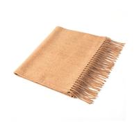 Villand Pure - Bufanda de cachemira 100 % con bordes con flecos, chal de cachemira ultra suave y grande para mujeres y hombres, marrón claro, 30cm x 180cm