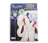 Villanos Maléfica, Cruella Devil, Evil Queen, Hades y más libro para colorear y actividades con personaje de pie en la parte posterior, 80 páginas