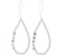 VILLCASE 1 Juego Cuerda Colgante De Teléfono Con Abalorios De Perla Y Corazón Correa Decorativa Para Móvil Para Cumpleaños Y Ocasiones Especiales Accesorio Multifuncional Para 2 Piezas