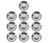 VILLCASE 10 Piezas Platos de Metal para Salsa y Aperitivos, Platos Pequeños Redondos de Acero Inoxidable, Fácil Almacenaje, Uso en Hogar y Restaurante