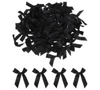 VILLCASE 100 Lazos Negros Pequeños de Poliéster Hechos a Mano Mini Lazos de Tela para Manualidades DIY Decoración de Pasteles Accesorios Cabello y Fiestas Pack de 100 Unidades