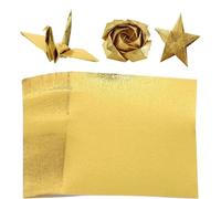 VILLCASE 100 piezas de papel de origami brillante de 10 x 10 cm Papel plegable dorado de una cara de origami brillante plegable cuadrado e para la fabricación de grúas de