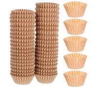 VILLCASE 1000 Piezas de Papel Kraft para Mini Moldes de Cupcakes y Muffins, Resistentes Fácil Desmoldeo, Color Caqui Diseño Rústico para Decoraciones de Shower